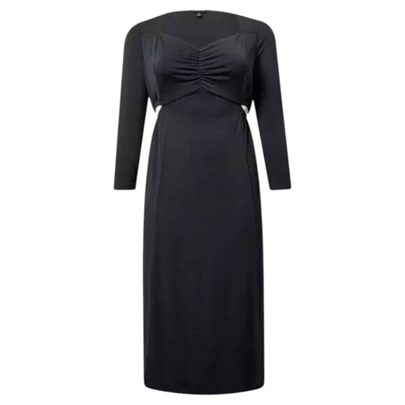 NEW TORRID DEEP BLACK Studio Knit Side Cutout Maxi dress SIZE 2X - Picture 9 of 13